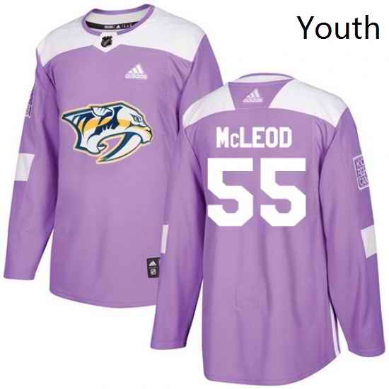 Youth Adidas Nashville Predators 55 Cody McLeod Authentic Purple Fights Cancer Practice NHL Jersey